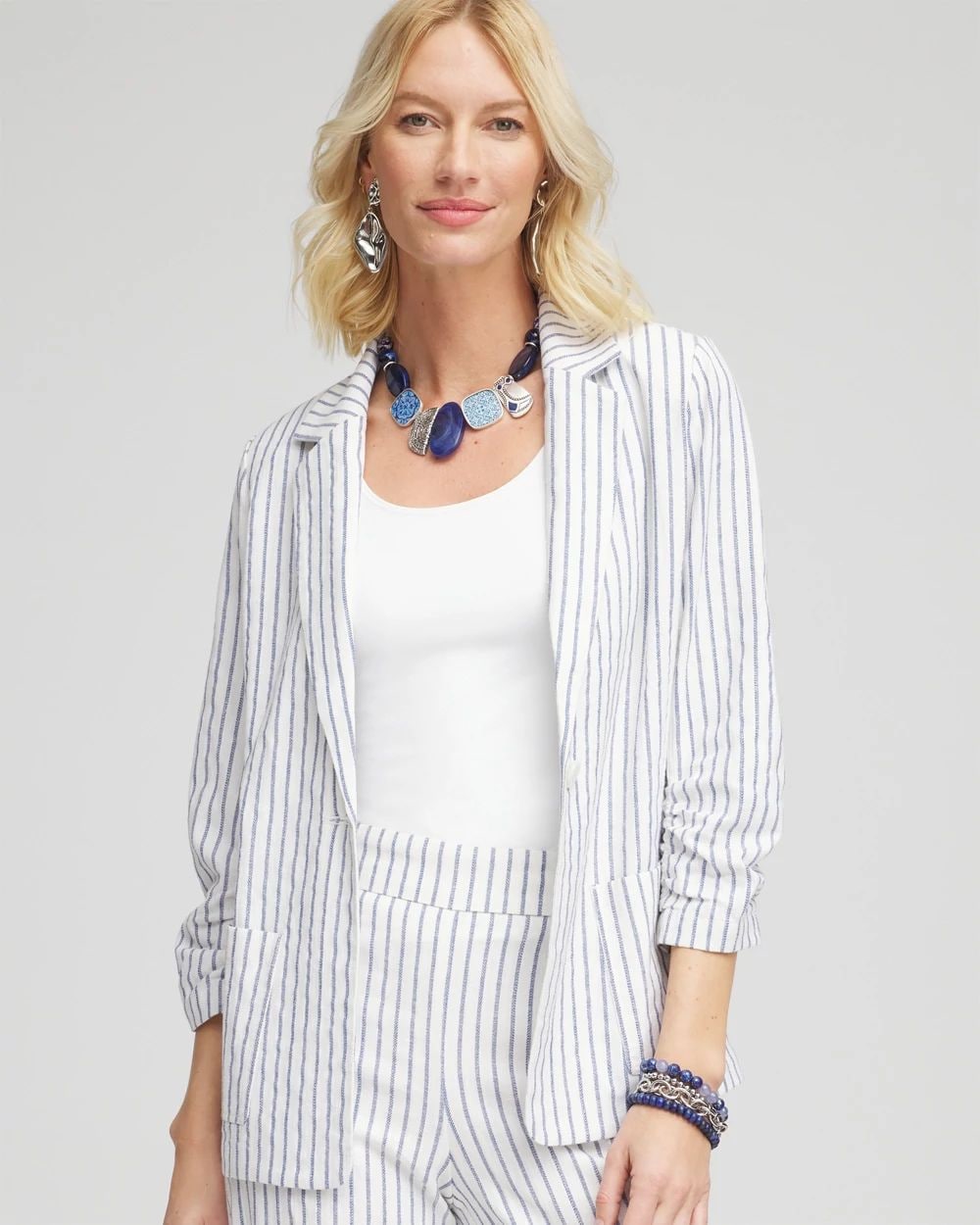 Striped Linen Stretch Blazer | Chico's